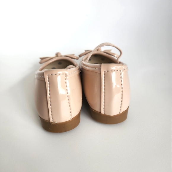 Toddler Girls Nude Pink Patent Ballet Flat Shoes with Bow & Strap, US 5/EU 21 - Picture 7 of 11